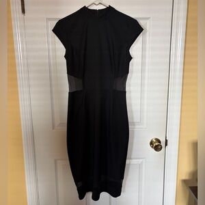 Mock Neck midi dress with mesh detailing